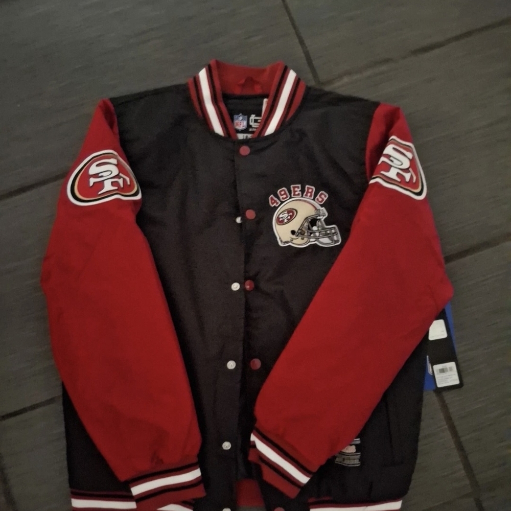 NFL 49ers Red and Black Varsity Jacket